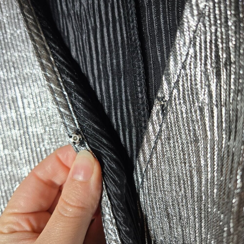 Absolutely Famous Silver Maxi Dress Plus Size 2X Holiday Metallic Faux Wrap Date - Picture 6 of 13
